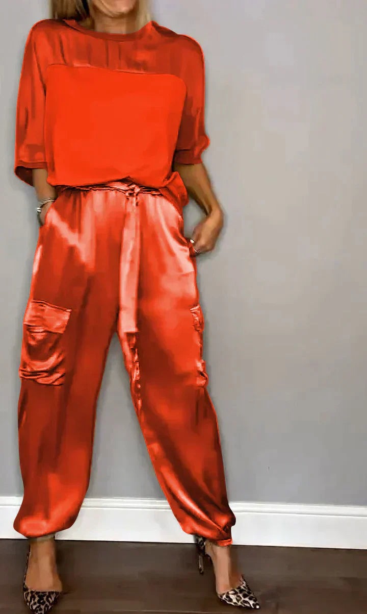 Stylish & airy women's satin jumpsuit for special occasions – Yasmina