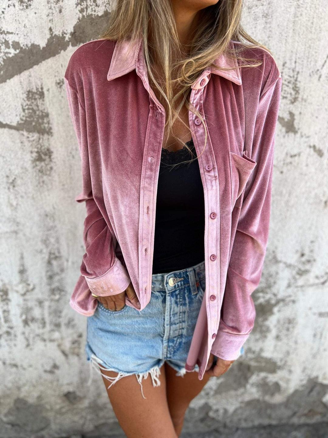 Trendy Fluwelen Blouse met Lange Mouwen - Clara