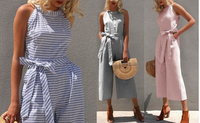 Striped Women's Jumpsuit with Halter Neck – Vivienne