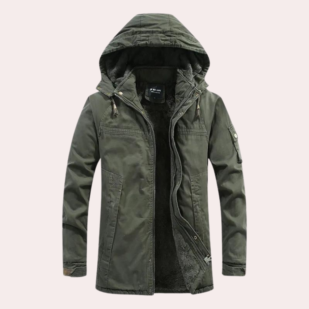 Lined Men's Winter Jacket with Warm Hood - Logan
