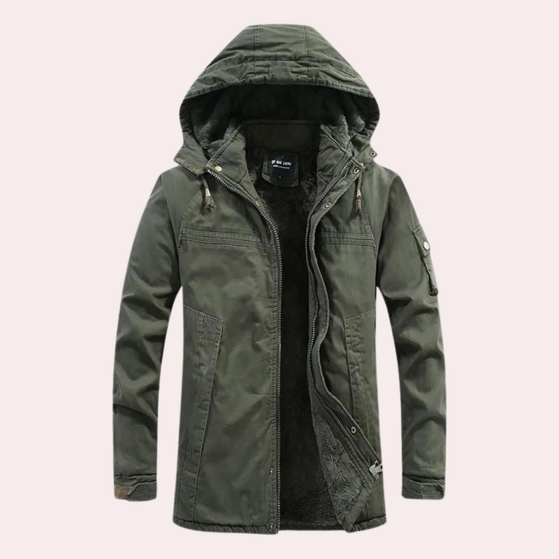 Lined Men's Winter Jacket with Warm Hood - Logan