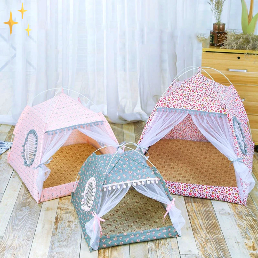 Schattige Huisdieren Tent met Gordijnen - PetTent