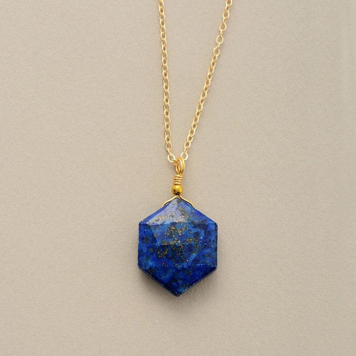 Naszyjnik sześciokątny z lapis lazuli - Amarielle