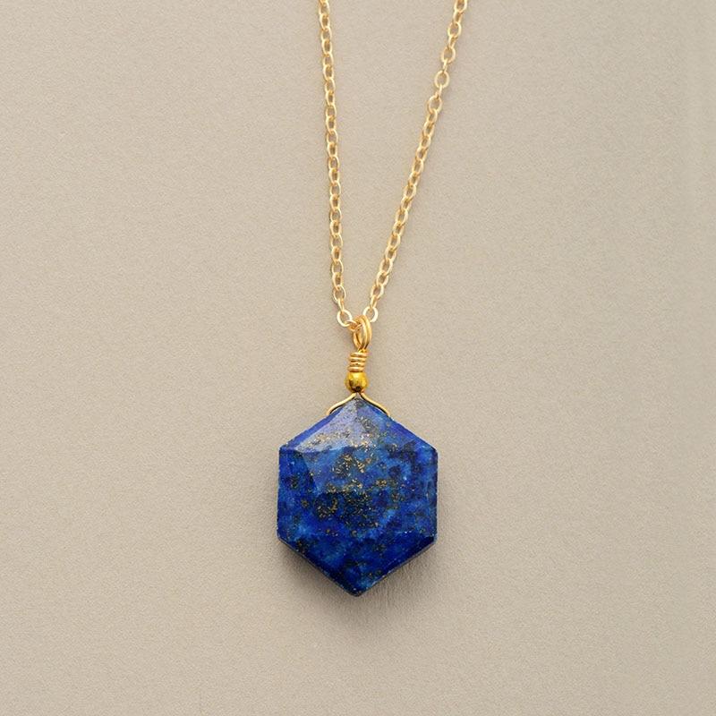 Naszyjnik sześciokątny z lapis lazuli - Amarielle