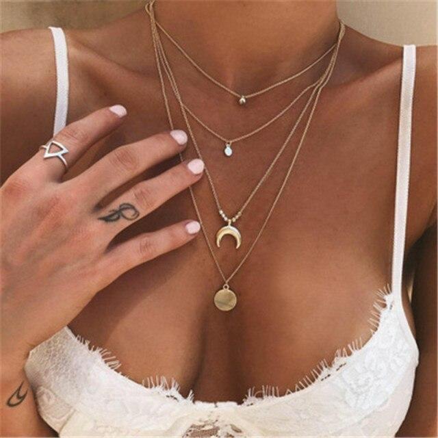 Half Moon Multi-layer Necklace - Selania