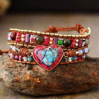 Vibrant Heart Jasper Wrap Bracelet - Elyra