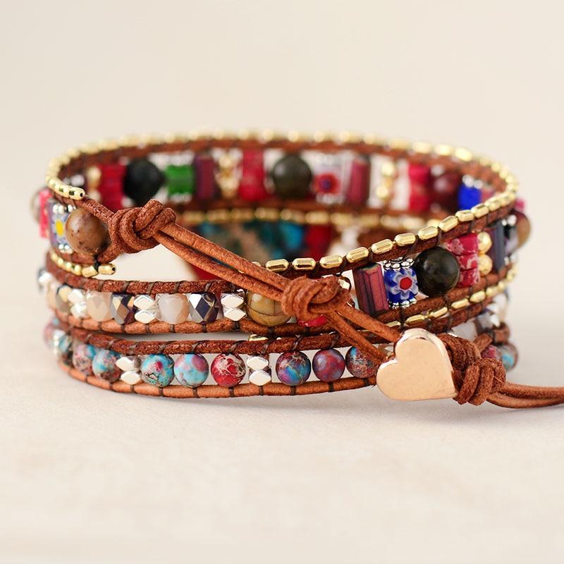 Vibrant Heart Jasper Wrap Bracelet - Elyra
