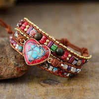 Vibrant Heart Jasper Wrap Bracelet - Elyra