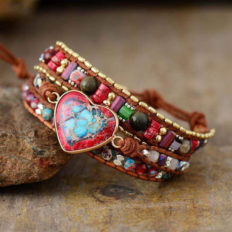 Vibrant Heart Jasper Wrap Bracelet - Elyra