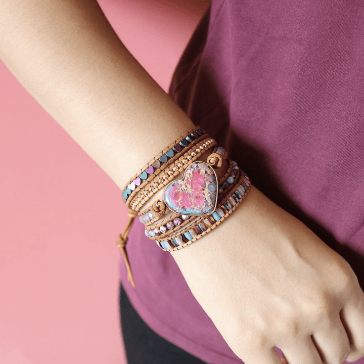 Liefdesbescherming Jaspis Wikkelarmband - Amora
