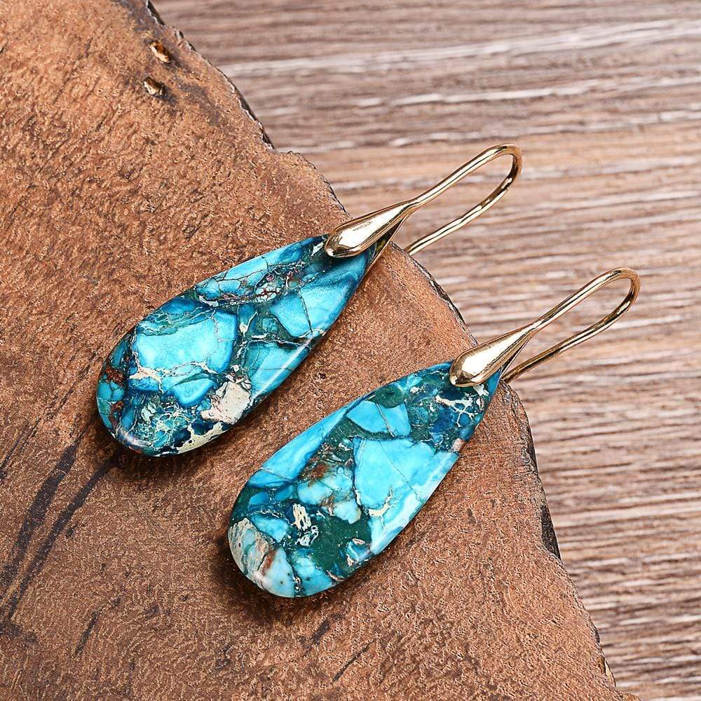 Blauwe Jaspis Druppeloorbellen - Meliora