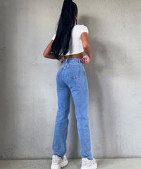 Women's Stretch Jeans with Wide Legs and Heart Print - Amelie