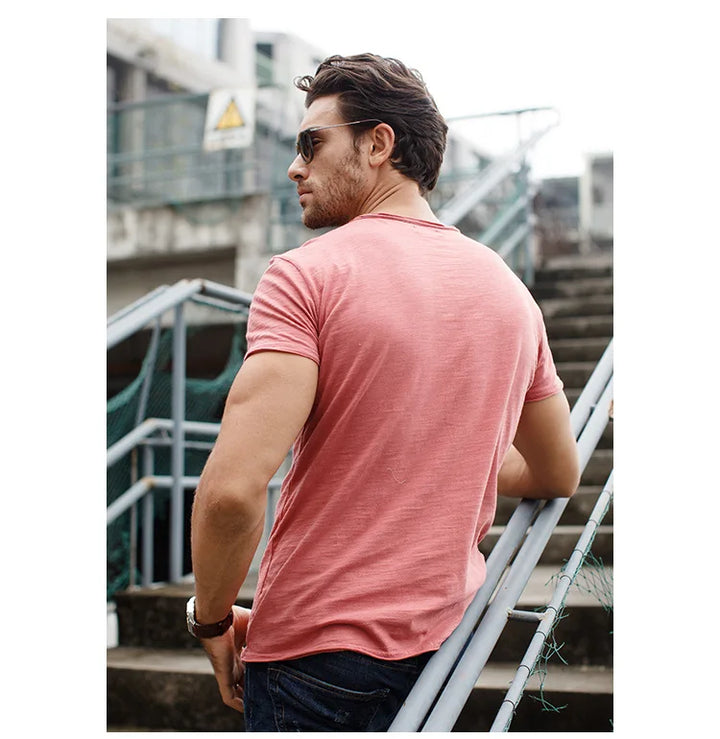 Klassiek ademend katoenen heren T-shirt – Marco