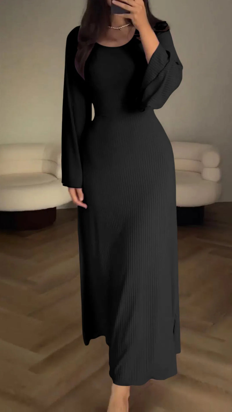 Stylish Bodycon Maxi Dress with Lace-Up - Valencia