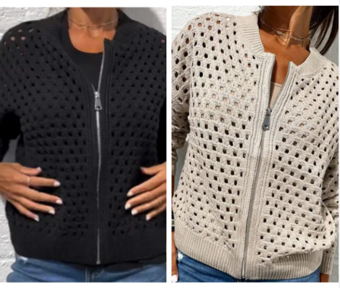 Vest met ritssluiting en luchtige structuur – Fenja