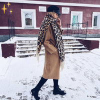 Trendy Luipaardprint XL Wollen Sjaal - Sophia