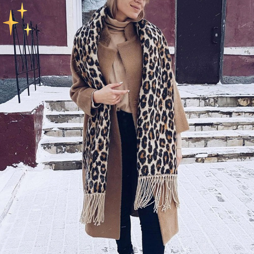 Trendy Luipaardprint XL Wollen Sjaal - Sophia