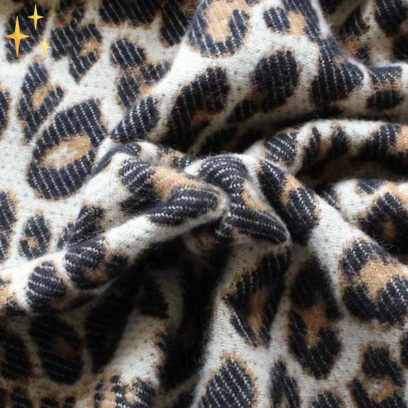 Trendy Luipaardprint XL Wollen Sjaal - Sophia