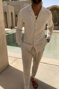 Airy linen summer set for men with Cuban collar – Edward