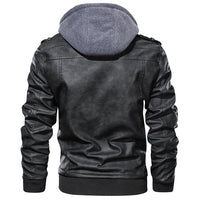 Men's Leather Jacket with Removable Hood - Ryder