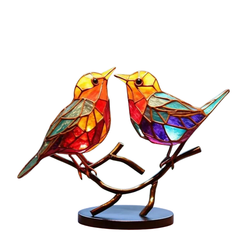 Gekleurde Vogels Op Tak Decoratief Beeld - ColorBirds