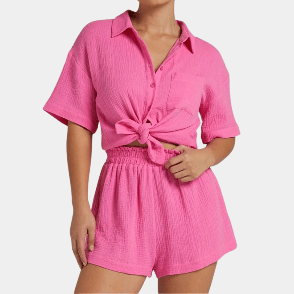 Two-piece women's summer set with shirt and shorts – Noemi
