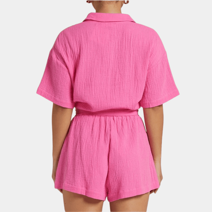 Two-piece women's summer set with shirt and shorts – Noemi