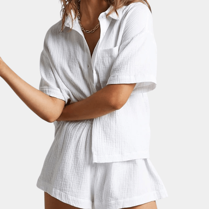 Two-piece women's summer set with shirt and shorts – Noemi