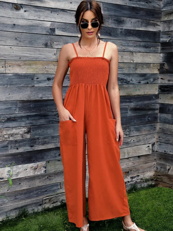 Summer women's jumpsuit with spaghetti straps in vintage style – RetroLuft