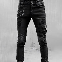 Heren Denim Jeans met Gespen en Ritsen - TitanEdge
