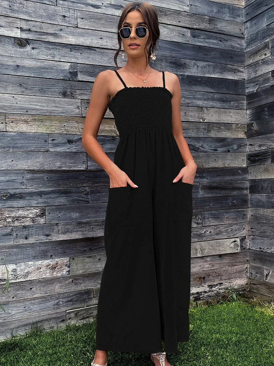 Summer women's jumpsuit with spaghetti straps in vintage style – RetroLuft