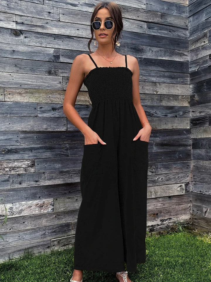 Summer women's jumpsuit with spaghetti straps in vintage style – RetroLuft
