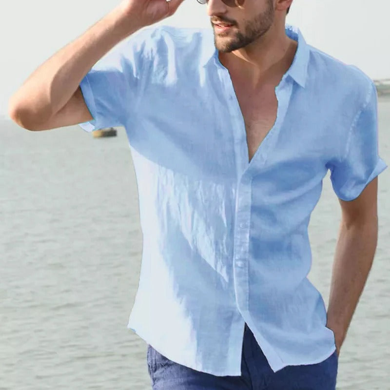 Linen Men's Short-Sleeve Shirt – Matteo