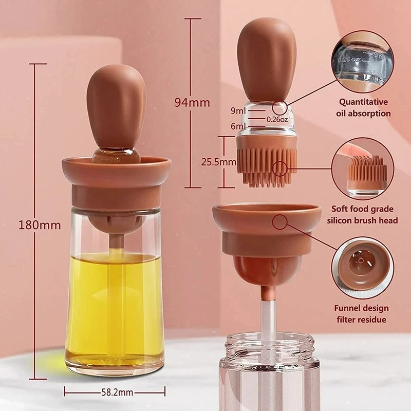 Siliconen Oliefles met Borstelkop - OilBuddy