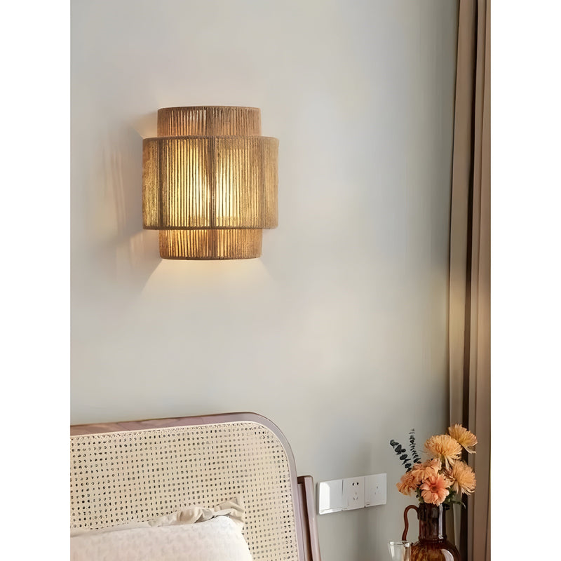 Contemporary Rattan Woven Wall Lamp - WeaveGlow