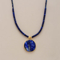 Round Lapis Necklace - Astrid