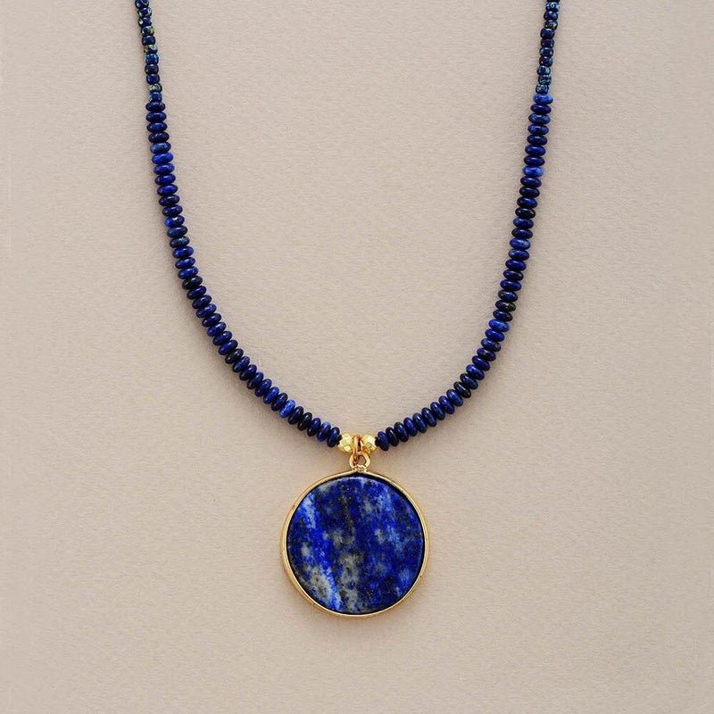 Round Lapis Necklace - Astrid