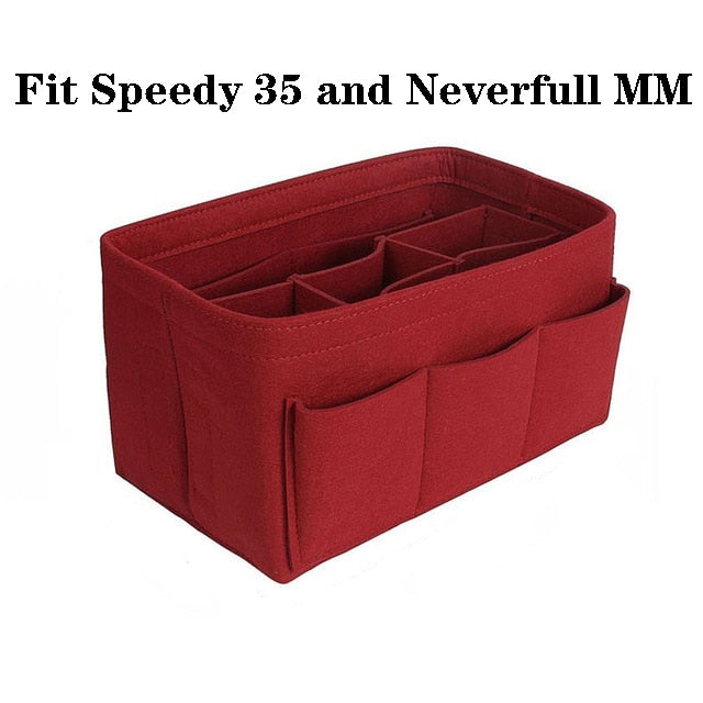 Felt Handbag and Makeup Organizer Insert – Multi-Compartment Handbag Storage