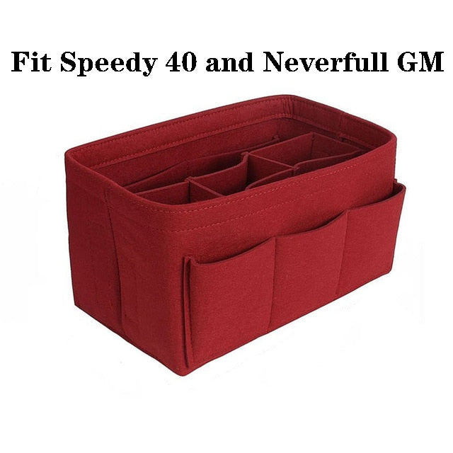 Felt Handbag and Makeup Organizer Insert – Multi-Compartment Handbag Storage