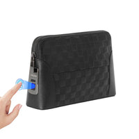 Leather Men's Handbag with Fingerprint Lock – Anti-Theft Clutch & Wallet