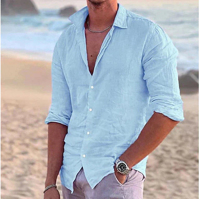 Luxury men's linen shirt with long sleeves - Milan
