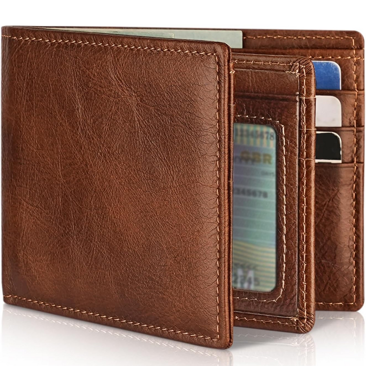 Men's Genuine Leather Bifold Wallet with RFID Protection 5