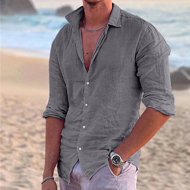 Luxury men's linen shirt with long sleeves - Milan