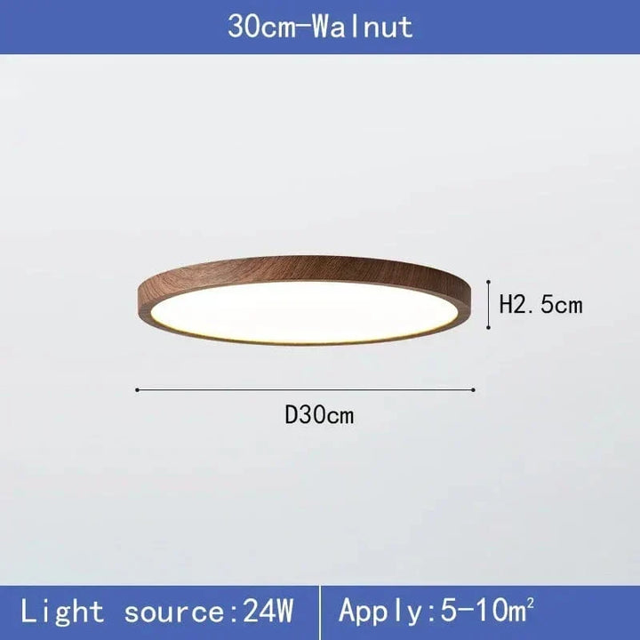 Maatschets van de lamp van 30 cm met donkere notenhouten rand, hoogte 2,5 cm, met vermogen en geschikt vloeroppervlak. 7