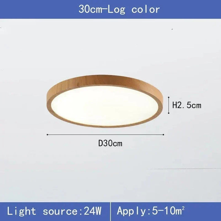 Maatschets van de lamp van 30 cm met lichte houtkleurige rand, hoogte 2,5 cm, met vermogen en geschikt vloeroppervlak. 9