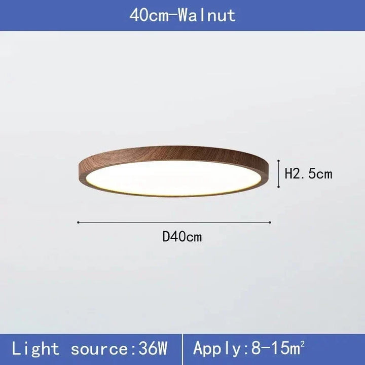 Maatschets van de lamp van 40 cm met donkere notenhouten rand, hoogte 2,5 cm, met vermogen en geschikt vloeroppervlak. 10