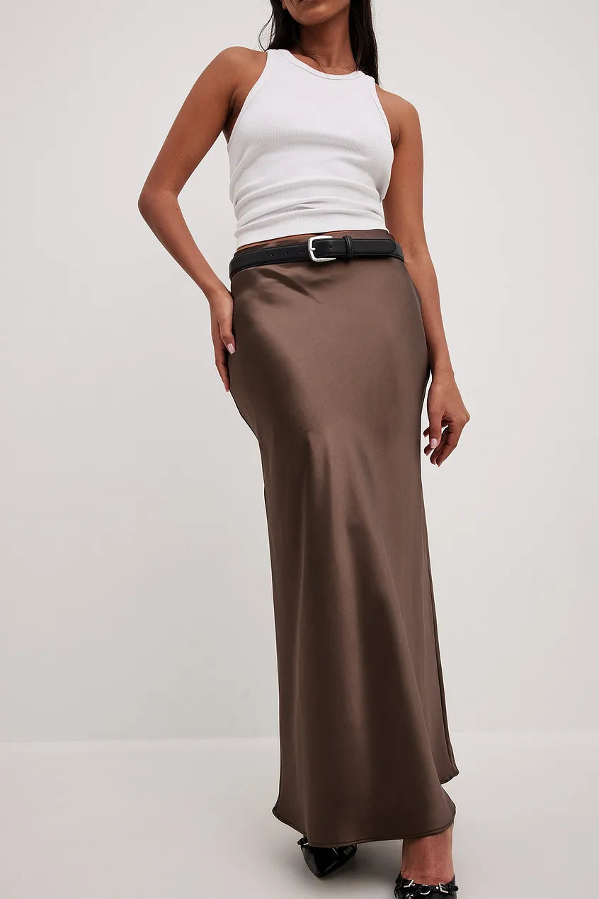 Satin Skirt with High Waist – Elena