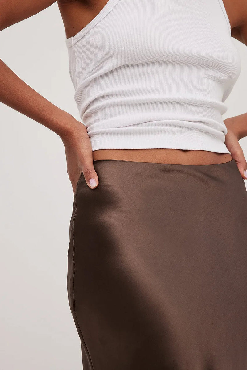 High Waist Satin Skirt – Leona