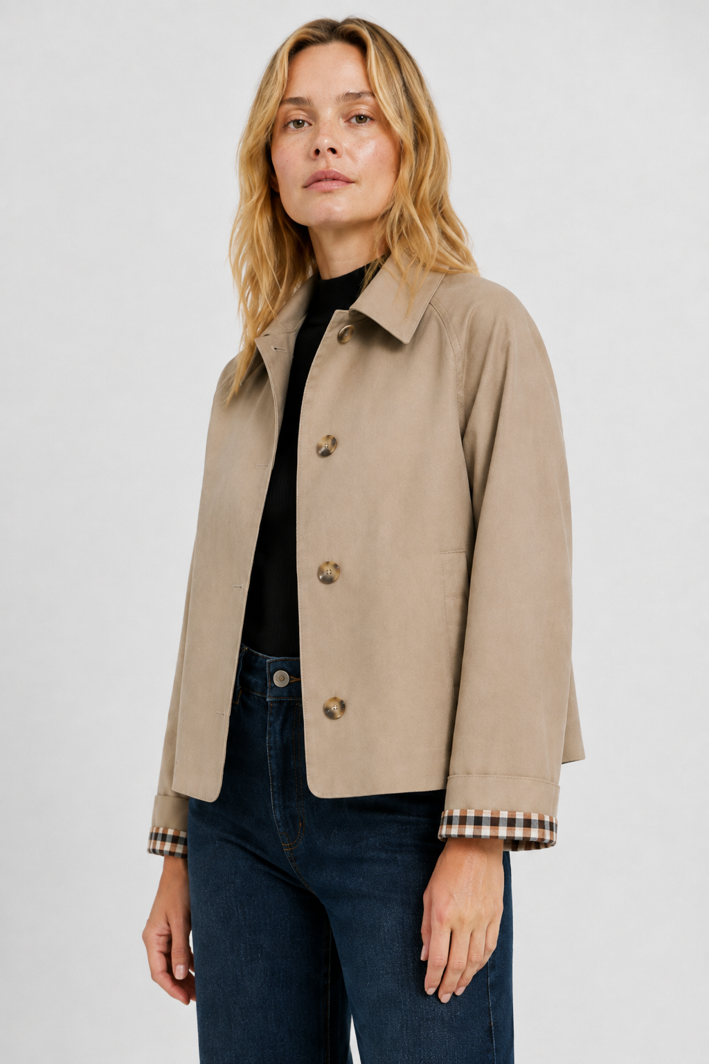 Women's Lightweight Jacket with Relaxed Fit and Vichy Lining 2