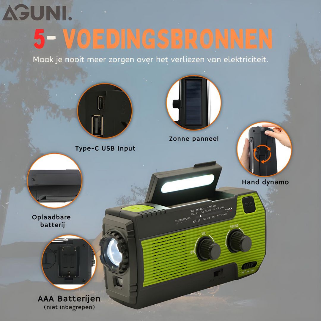 Portable Emergency Radio with Solar Power - PowerWave